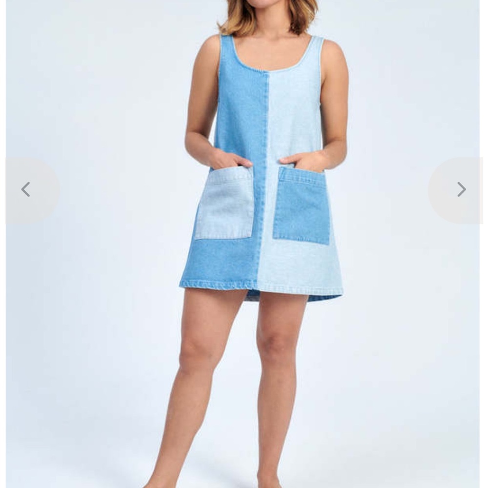 Two-Tone Blue Denim Dress